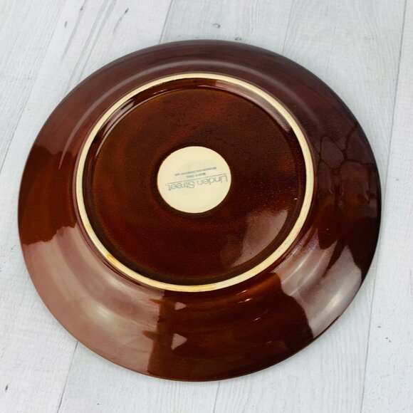 Linden Street WILLOW LANE RUST Embossed Rim Stoneware Lunch Salad  Plates Set 3 - Picture 3 of 9